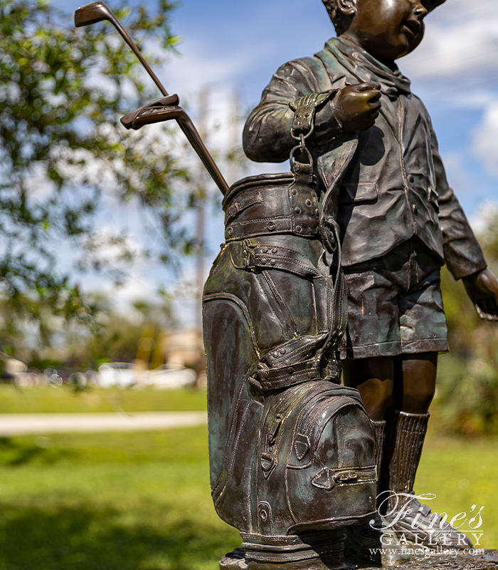 Bronze Statues  - Young Child Golfer Bronze Statue - BS-129